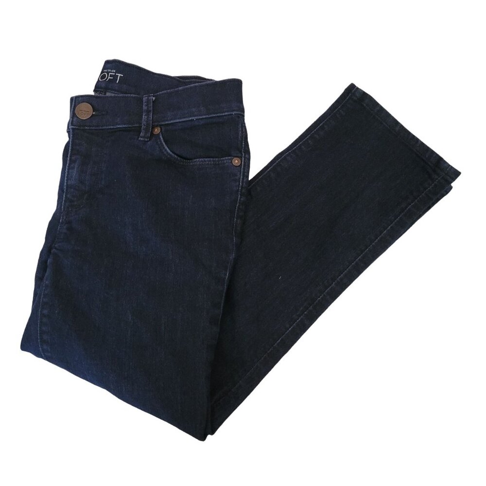 Ann Taylor LOFT Modern Kick Crop Jeans Womens Size 26 Low Rise Dark Wash Denim